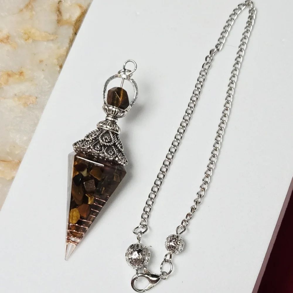 Tiger's Eye Crystal Pendulum Reiki Divination Dowsing Meditation Spiritual Tool
